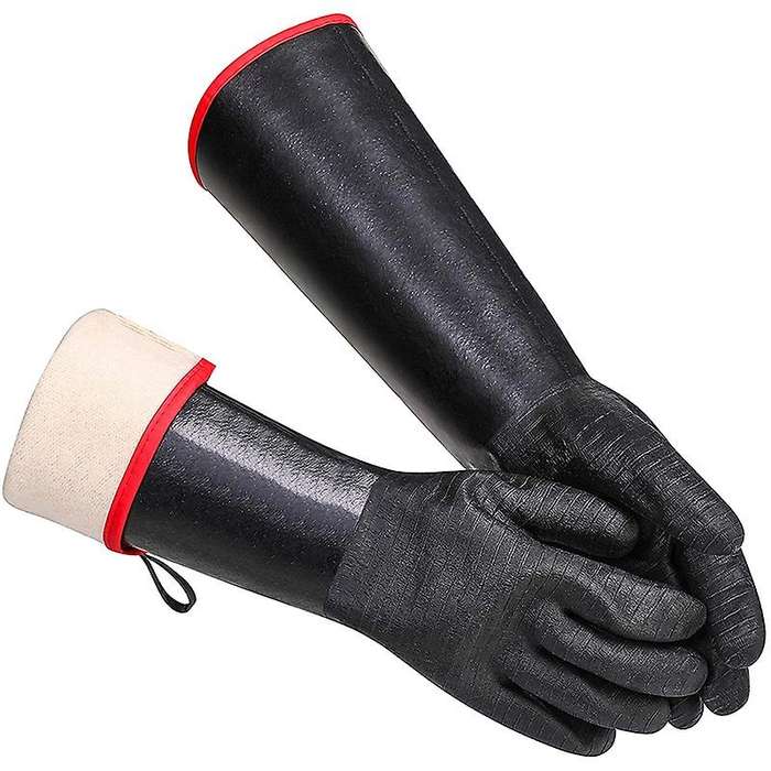 18 Inches, Heat Resistant BBQ Gloves, Long Sleeve Grill Gloves, Non-Slip Neoprene Coating, Soft Insi