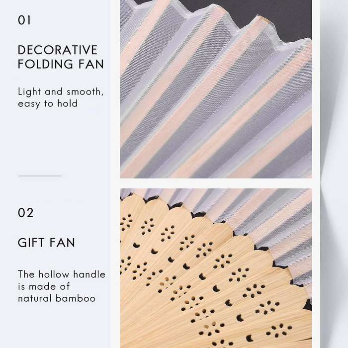 18 Pieces White Handheld Fans Cloth Fans Bamboo Folding Fans for Wedding Decoration, Church Wedding