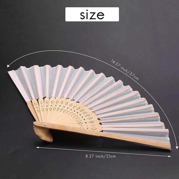 18 Pieces White Handheld Fans Cloth Fans Bamboo Folding Fans for Wedding Decoration, Church Wedding