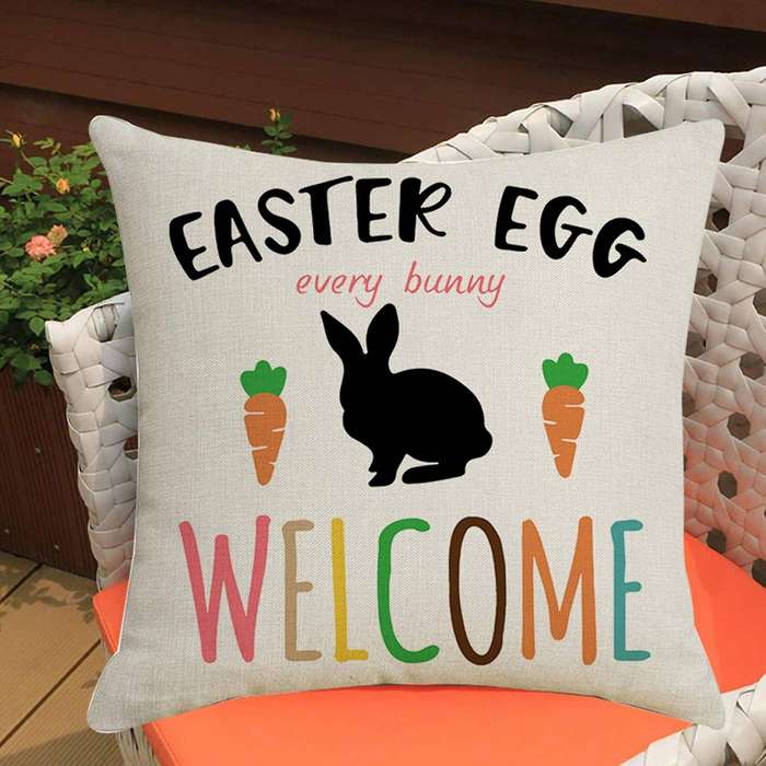 18X18Inches Decor Cushion Cover Easter Carrot Bunny Throw Cushion Case Decoration Sofa Living Room f