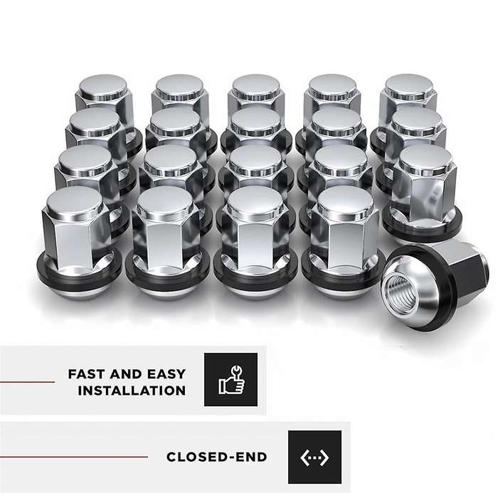 1907WR-20AM Chrome Factory Style M12x1.5 Radius Seat Lug Nutswith Washer for Hondaand , 20 Pack