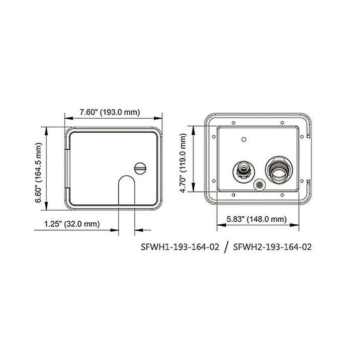 193X164.5 mm RV Hatch Cover Accessories Lockable Water Inlet Parts with Keys Square Threaded Fill Di