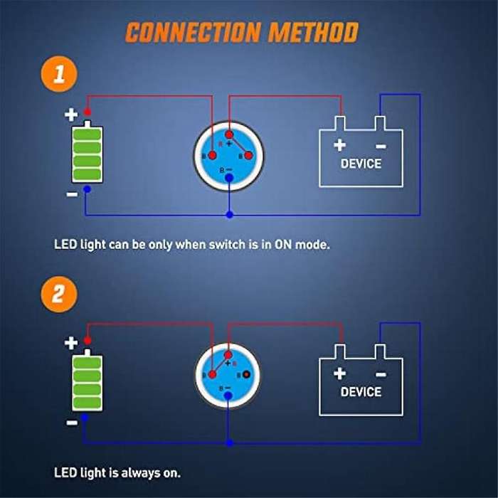 19mm Push Button Switch 5pcs with Pre Wired Harness 12v 24v Self Locking Latching Led Round Switche