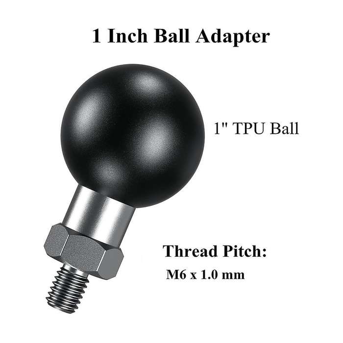 1Inch Ball Adapter with M6 x 1.0 Threaded Post Compatible for B Size 1 Inch Ball Double Socket Arm