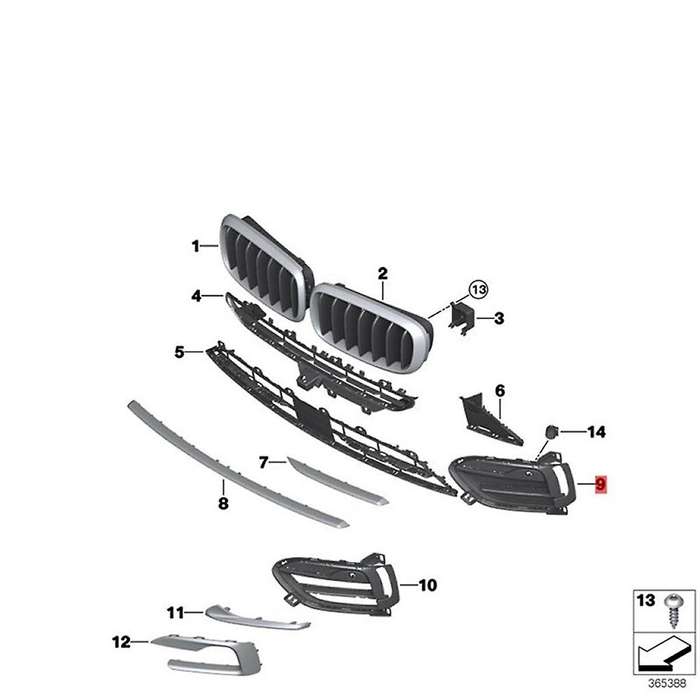 1pair Car Bumper Decorative Strip (lh+rh) for X6 F16 2014-2019 Fog Light Frame Trim 51117319789 5111