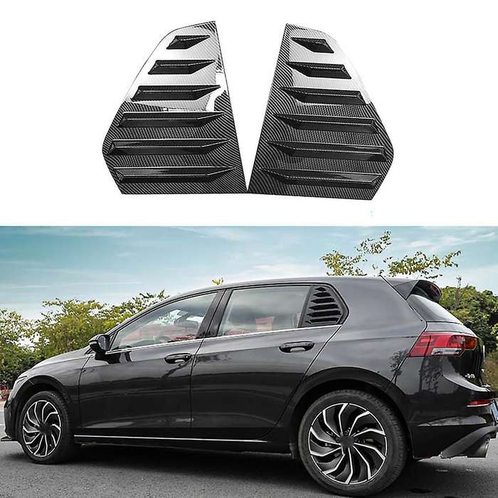 1Pair Car Carbon Fiber Rear Window Louver Shutter Cover Trim for-Golf 8 MK8 2020 2021 Window Louver