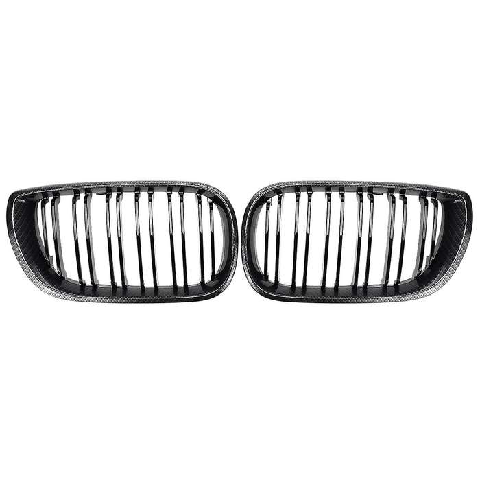 1Pair Car Carbon Gloss Black Dual Line Front Kidney Grilles for E46 4 Door 3 Series 2002-2005 Car Ac