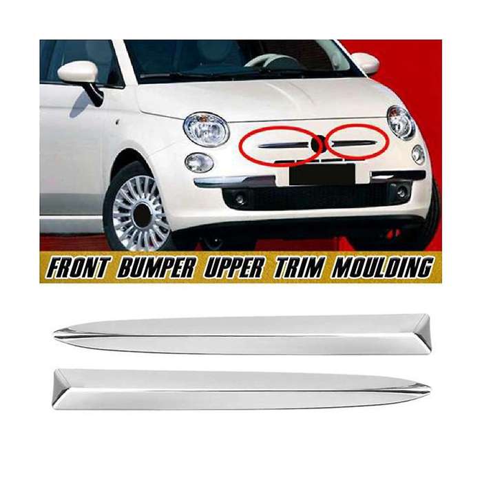 1Pair Car Chrome Front Bumper Upper Moulding Strips Cover Trim for 500 2008-2015 735455041 73545504