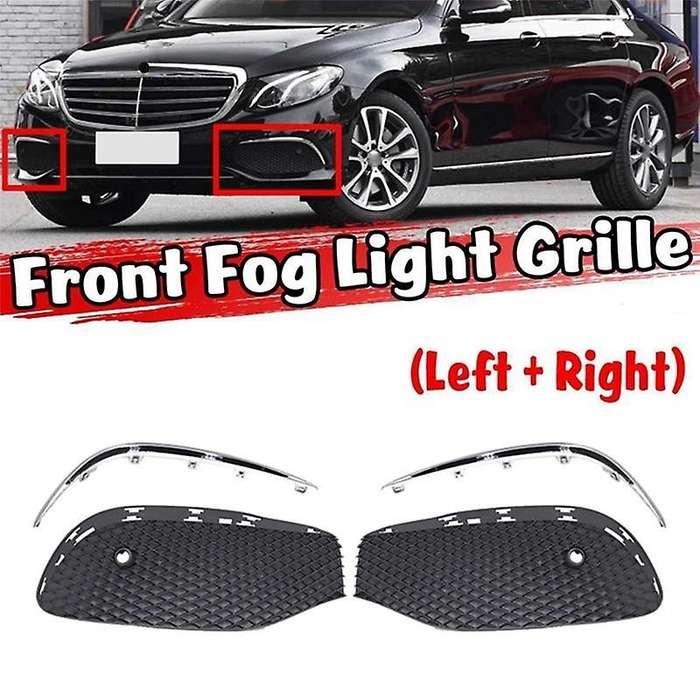 1pair Car Front Bumper Fog Light Grille Fog Lamp Grill Cover with Chrome Strip for E Class W213 201