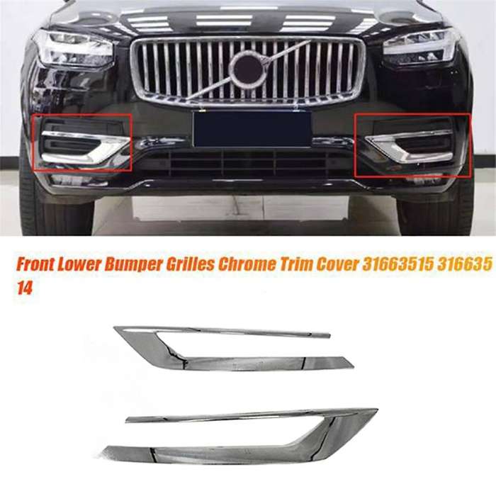 1Pair Car Front Lower Bumper Chrome Trim Strip Cover 31663515 31663514 for XC90 2019-2022 31663539