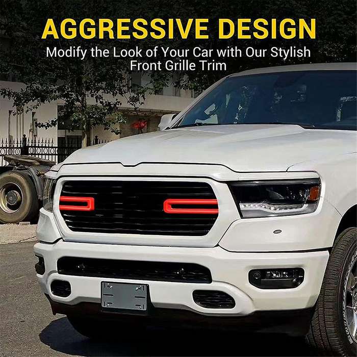 1pair Car Front Racing Grille Trim Cover for Ram 1500 2500 3500 4500 2018-2021 Center Mesh Insert D