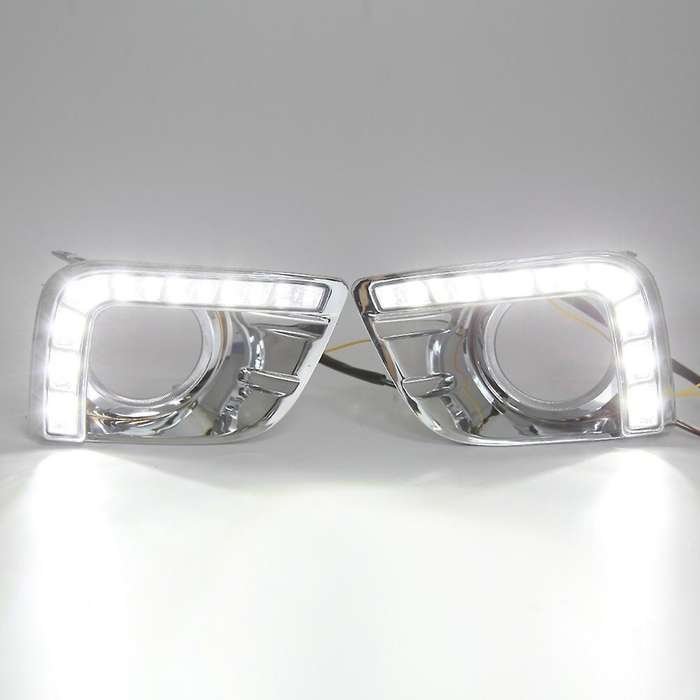 1Pair Car LED DRL Daytime Running Lights Fog Head Light for Land Cruiser 2700 Prado FJ150 LC150 2010