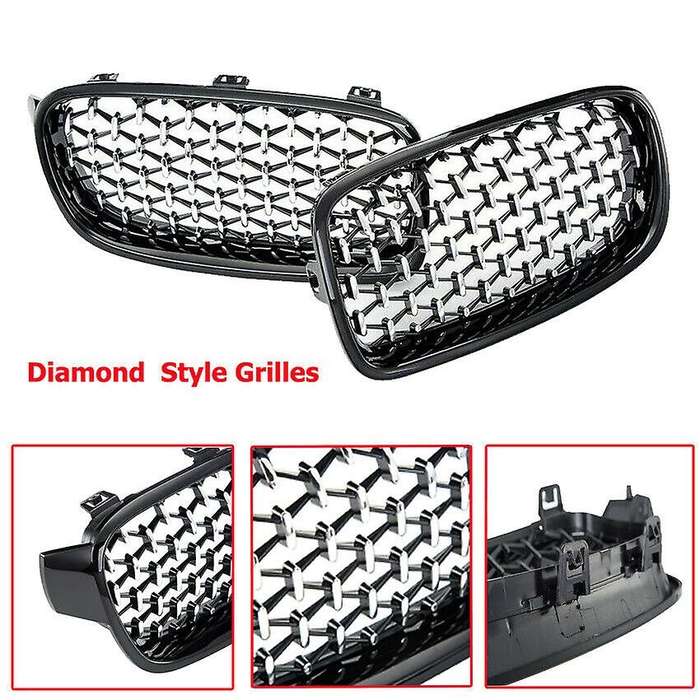 1Pair Car Mesh Front Bumper Kidney Grille Grill Fit for F30/31 2012-2017 51137260497 51137260498 Bla