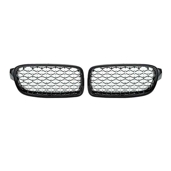 1Pair Car Mesh Front Bumper Kidney Grille Grill Fit for F30/31 2012-2017 51137260497 51137260498 Bla