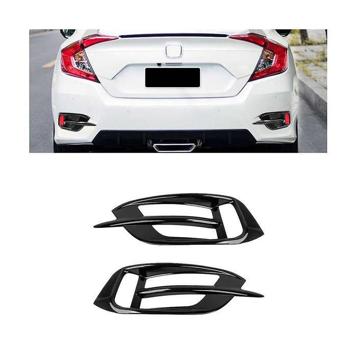 1pair Car Rear Bumper Fog Light Lamp Cover Trim for 10th 2016-2019 Bright Black Fog Lamp Frame