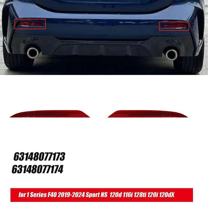 1Pair Car Rear Bumper Reflector Light Trim 63148077173 63148077174 for 1 Series F40 2019-2024 116I 1