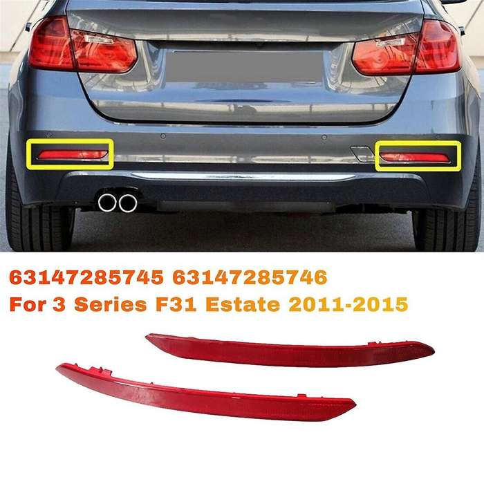 1Pair Car Rear Bumper Reflector Panel Trim 63147285745 63147285746 for 3 Series F31 Estate 2011-2015
