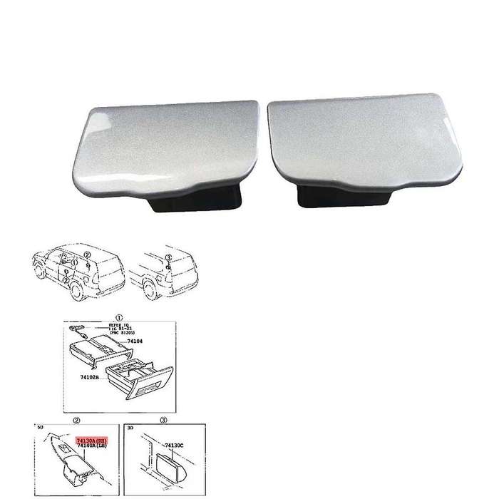 1Pair Car Rear Door Ash Tray Assy 74130-60050 74130-60090 for Land Cruiser Prado 1998-2009 Ashtray B
