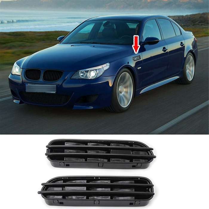 1pair Car Side Wing Air Flow Vents Grille Grill for E60/e61 E39 M5 Glossy Black