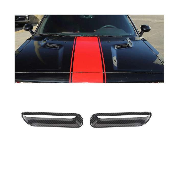 1pair Engine Cover Trim Air Flow Intake Hood Vent Cover for 2009-2014 Abs Carbon Fiber Sticker