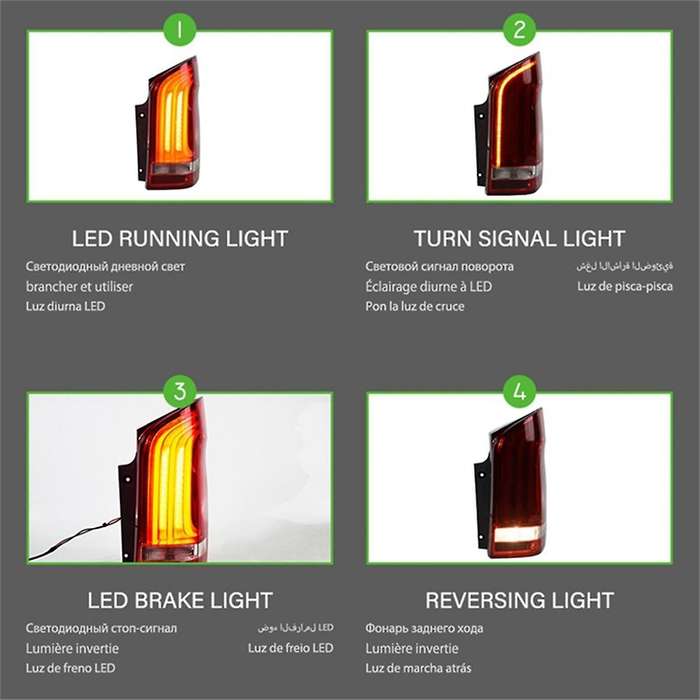1Pair Flowing Rear LED Brake Taillight A4478200164 A4478200064 for W447 Metris 2014-2021 Dynamic Tur