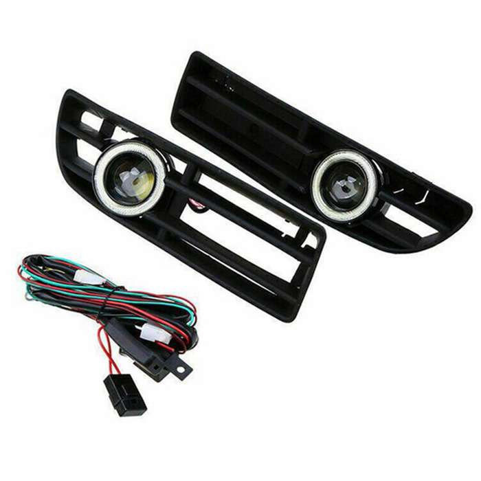 1Pair Fog Lights Angel Eyes Lamp Front Bumper Grille Cover with Wire Kit for MK4 1999-2004