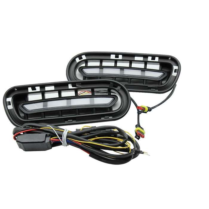 1pair for 2018-2022 Car Drl Daytime Running Lights Led Turn Signals Two Functions Front Bumperfog