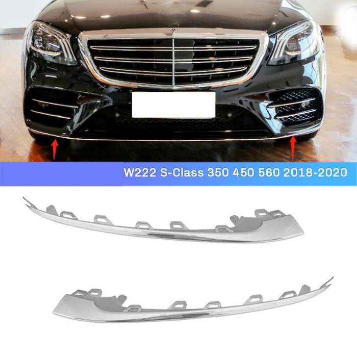 1Pair Front Bumper Bright Strip Lip Trim Chrome Molding for W222 S450/560 2018-2020 A2228857700,A222