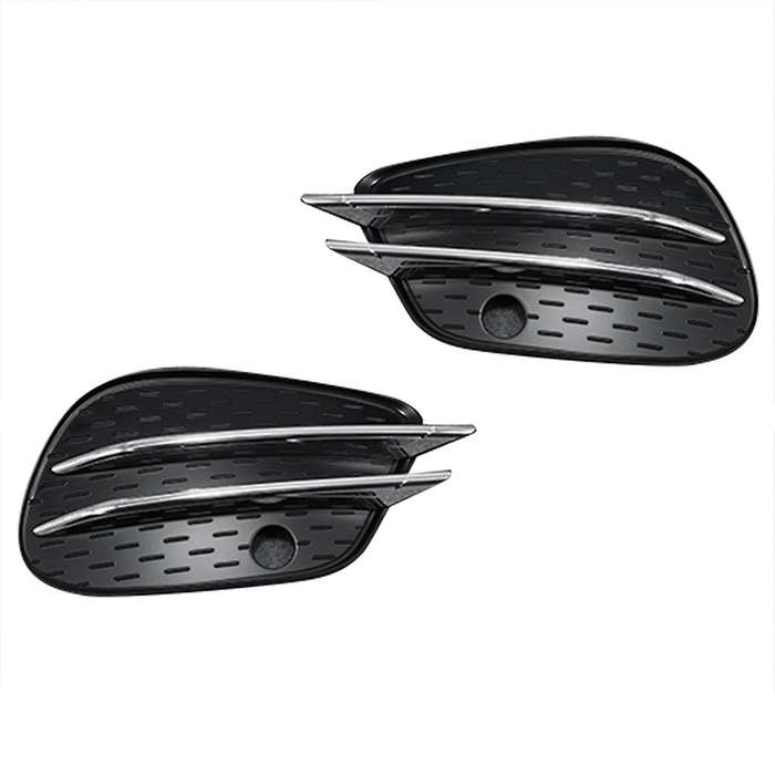 1Pair Front Bumper Fog Lamp Air Knife Trim Cover for GLS W166 X166 2015-2019 Chrome Splitter Grille