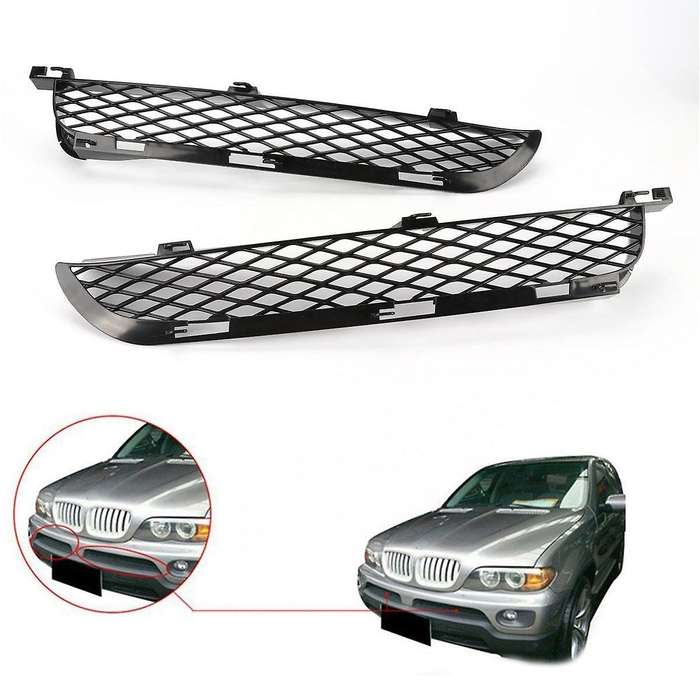 1Pair Front Bumper Grill Lower Kidney Intake Grille Trim Air Intake Grilles Racing Grills for X5 E53