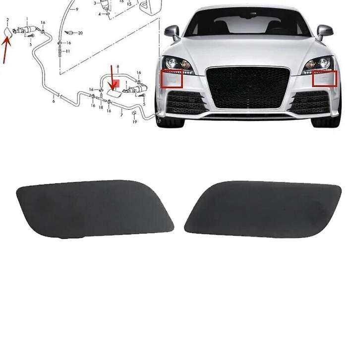 1Pair Front Headlight Bumper Washer Nozzle Cover for TT TTS 8J3 8J9 2007-2014 8J0807754B 8J0807753 W