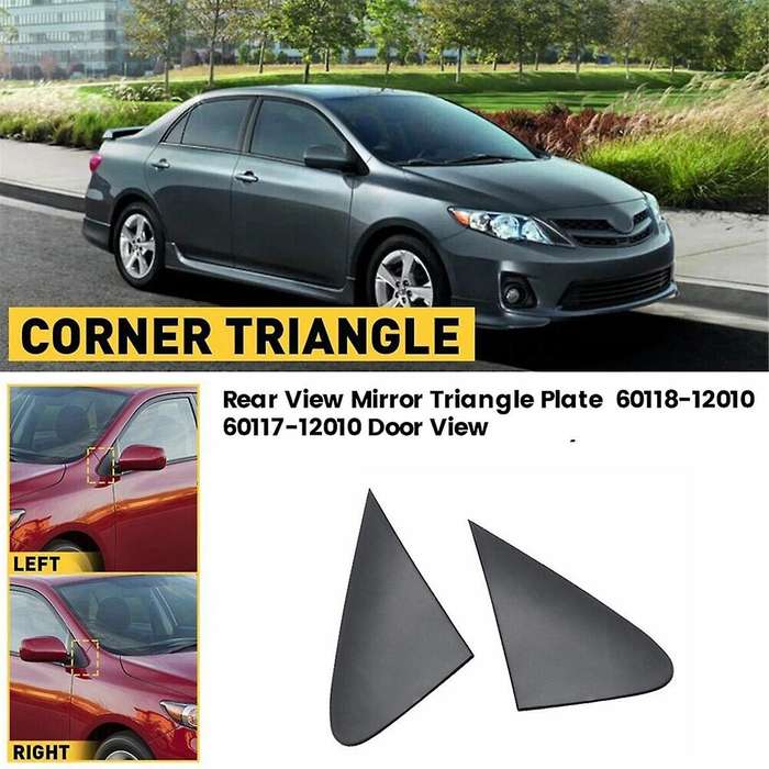 1Pair Front Pillar Triangle Plate for 08-13 60118-12010 60117-12010 Door View Mirror Corner Trim Co