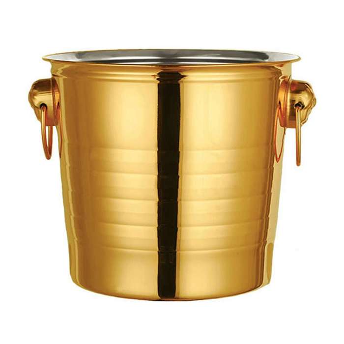 1pc 3l Stainless Steel Ice Bucket Thick Head Ice Bucket Party Ice Bucket (gold)