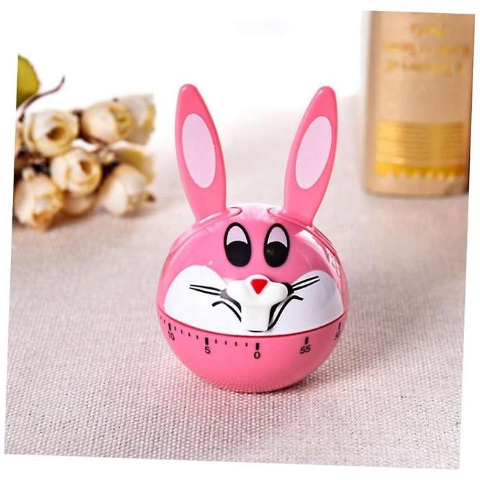 1pc Rabbit Timer Kids Alarm Pink Tools Egg Timer Kitchen Helper Fairy Decor Mechanical Timer
