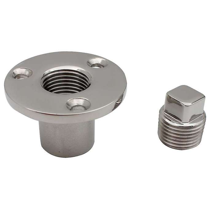 1PCS 1/2inch Polished Marine Boat Dinghy Garboard Drain Plug Bung Threaded Hardware