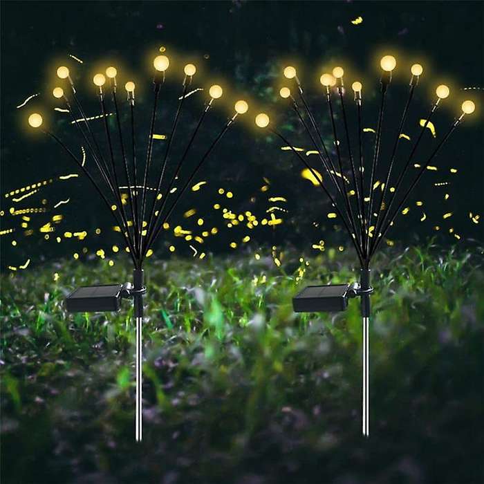 1pcs 10 Head Solar Powered Firefly Lights, 10 Led Outdoor Waterproof Solar Swaying Garden Lights