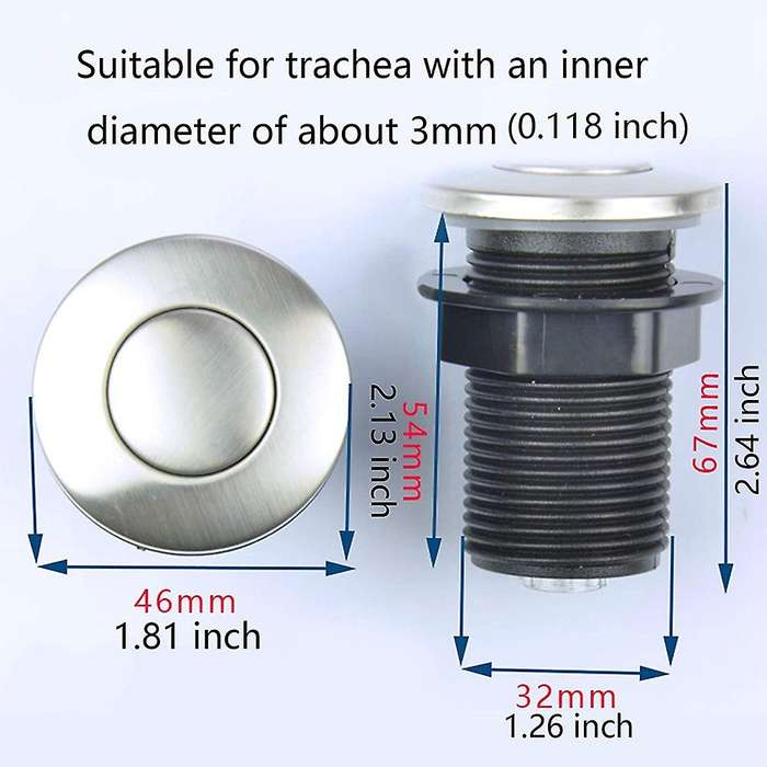 1Pcs 32mm / 1.26Inch Pool Pump Pneumatic Air Button Switch for Garbage Disposal Sink Top Air Actived