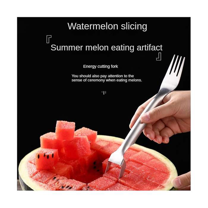 1pcs 2-in-1 Watermelon Fork Slicer, Watermelon Slicer Cutter Summer,dual Head Stainless Steel Fruit