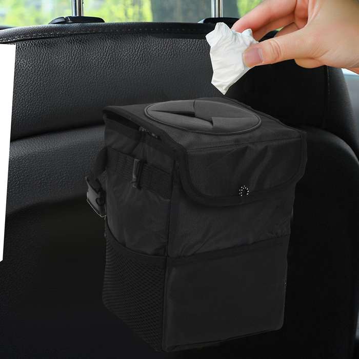 1pcs Car Garbage Bag Waterproof Car Trash Can with Lid Auto Door Back Garbage Bag Hanging Leak-proo