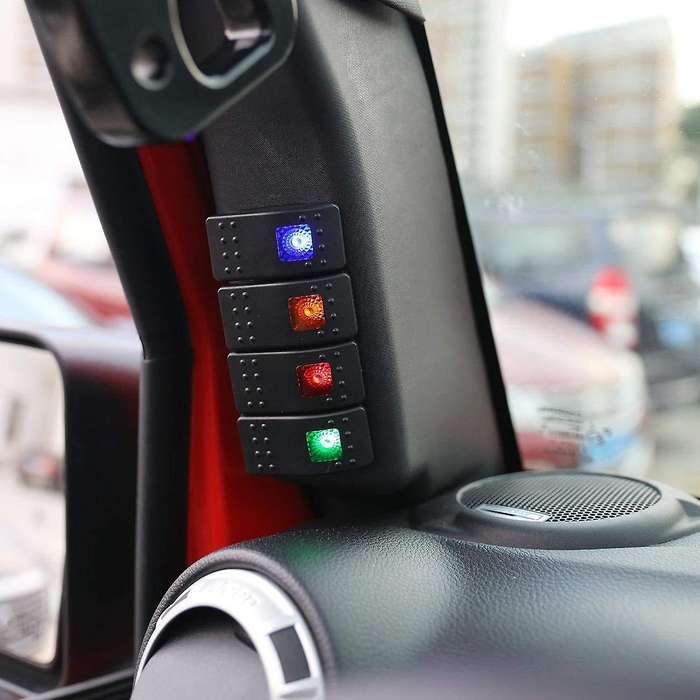 1Pcs Car Right Side A-Pillar 4 LED Switch Pod Panel Kit for Wrangler JK 2007-2018 Interior Accessori
