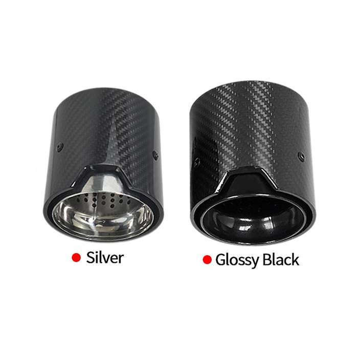1pcs Glossy Carbon Fiber Exhaust Tip Auspuffspitze for M2 M3 M135i M235i M140i M240i Silver Glossy