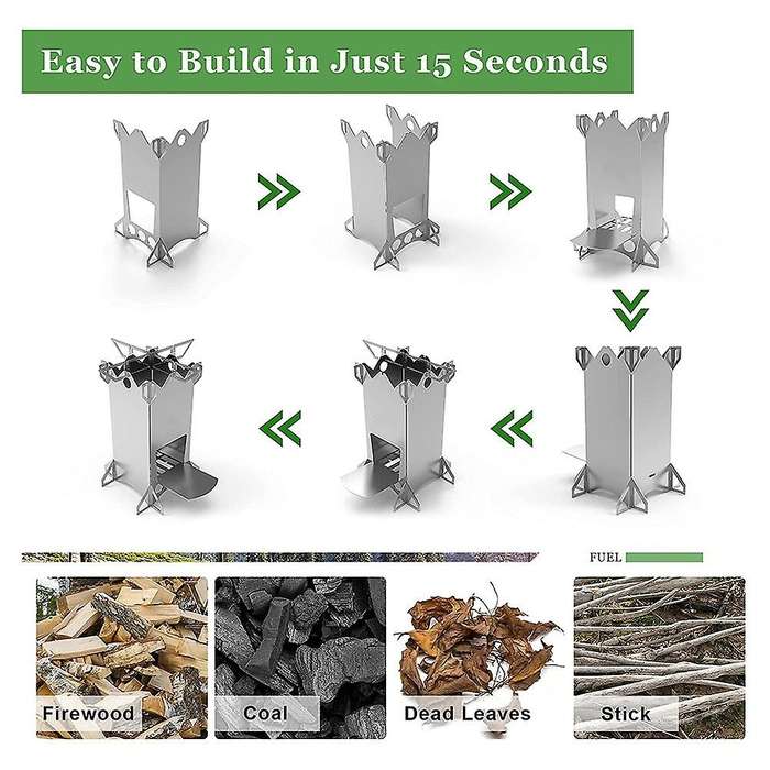 1Pcs Portable Stainless Steel Wood Stove Camping Stove Wood Stove Camping Accessories