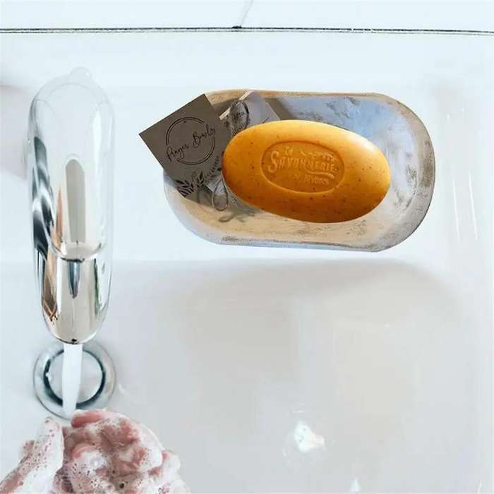 1PCS Resin Soap Dish Holder Resin Vintage White Soap Holder for Shower Bathroom Kitchen Sink Retro C