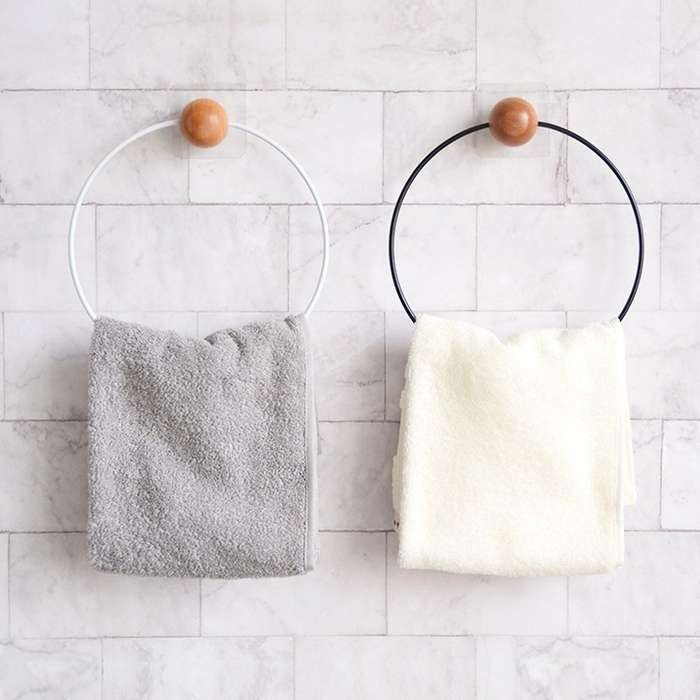 1PCS Simple Towel Holder Round Towel Ring Wall Mounted Towel Rack Shelf for Home Hotel Bathroom Acce