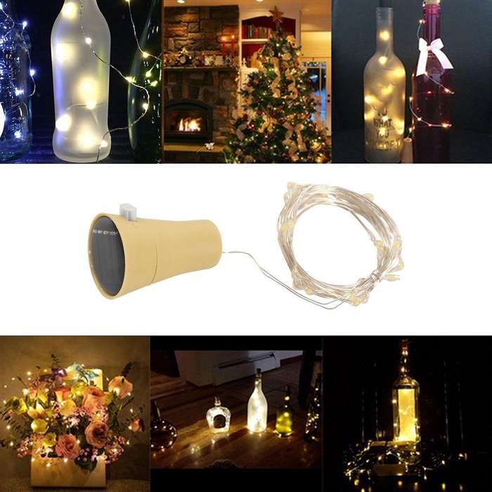 1pcs Solar 2m Led Cork Shaped 20 Led Night Fairy String Light Kork Solarbetrieben Licht Wine Lamp P