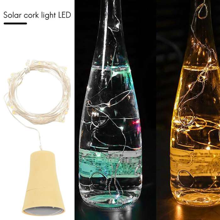 1pcs Solar 2m Led Cork Shaped 20 Led Night Fairy String Light Kork Solarbetrieben Licht Wine Lamp P