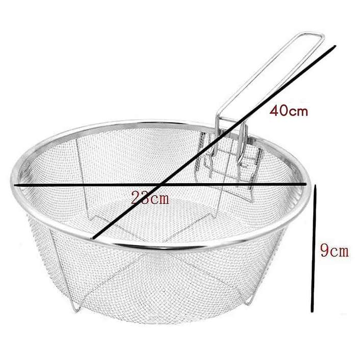 1Pcs Stainless Steel Fry Baskets Hot Oil Frying Fried Basket with Single Handle Mesh Noodle Dumpling