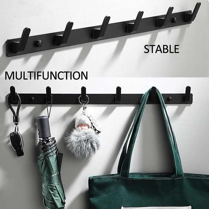 1Pcs Wall Coat Rack /Wall Hook with 6 Hooks for Kitchen Bathroom Entry 2 Installation Methods