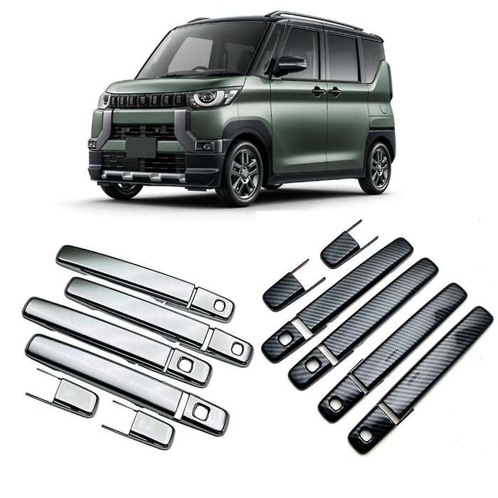 1set 4 Door Handle Chrome Cover Trim for Delica Mini 2023 2024 Outside Exterior Door Handle Protect