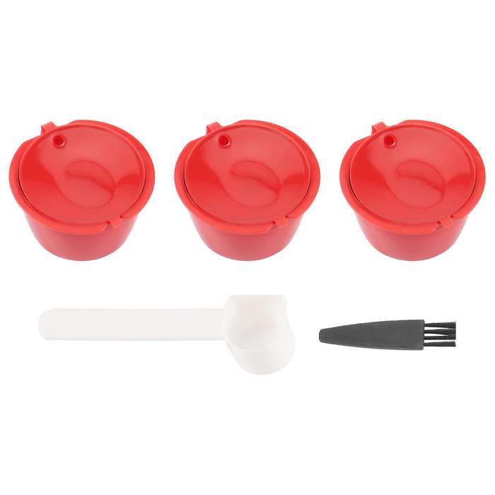 1Set Refillable Coffee Capsules Pods Reusable Coffee Filter Plastic with Spoon Brush High Quality R